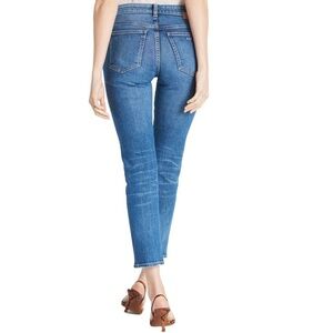 CQY Jeans Japanese Denim Mid Rise Straight Leg Medium Wash Cropped Jeans 24